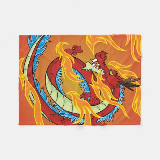 Red Dragon Fire en Flames Fleece Deken (Voorkant (Horizontaal))