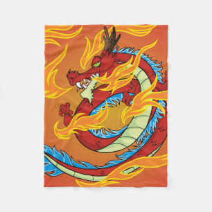 Red Dragon Fire en Flames Fleece Deken