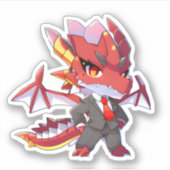 Red Dragon in een Suit-Sticker Sticker (Voorkant)
