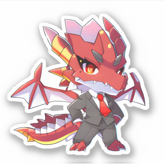 Red Dragon in een Suit-Sticker Sticker (Voorkant)