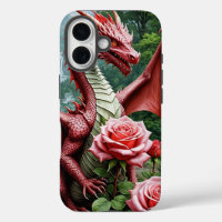 Red Dragon iPhone16 Hoesje met Roos Garden Design