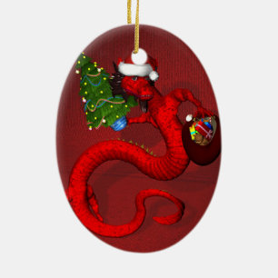 Red Dragon Keramisch Ornament