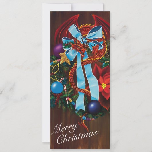 Red Dragon Kerstkrans Feestdagenkaart (Voorkant)
