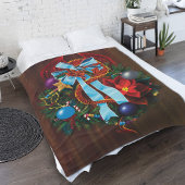 Red Dragon Kerstkrans Fleece Deken