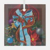 Red Dragon Kerstkrans Glas Ornament (Voorkant)