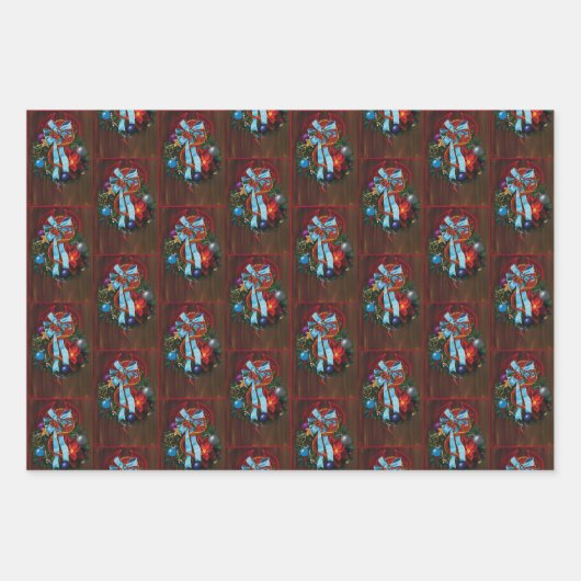 Red Dragon Kerstkrans Inpakpapier Vel (Voorkant 3)