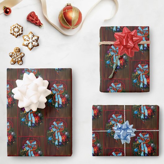Red Dragon Kerstkrans Inpakpapier Vel