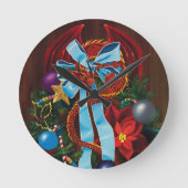 Red Dragon Kerstkrans Ronde Klok (Voorkant)
