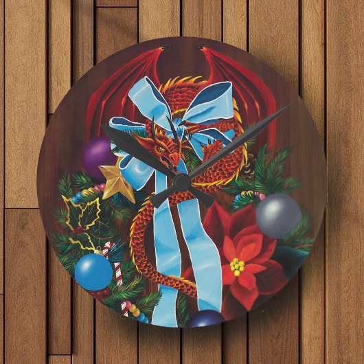 Red Dragon Kerstkrans Ronde Klok