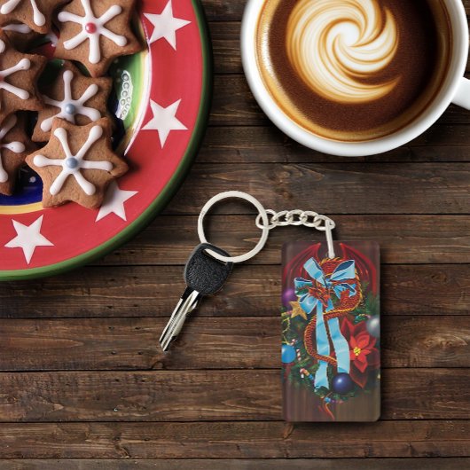 Red Dragon Kerstkrans Sleutelhanger