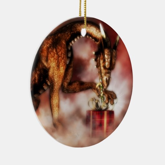 Red Dragon kerstversiering Keramisch Ornament (Rechts)