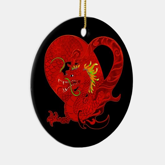 Red Dragon kerstversiering Keramisch Ornament (Rechts)