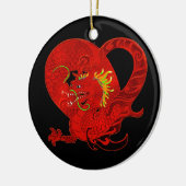 Red Dragon kerstversiering Keramisch Ornament (Links)