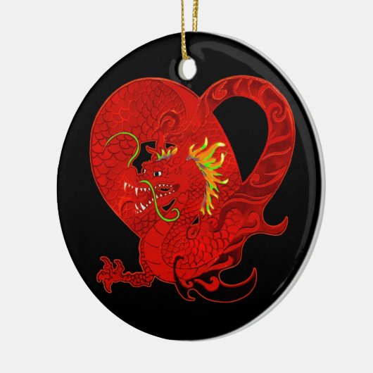 Red Dragon kerstversiering Keramisch Ornament (Links)