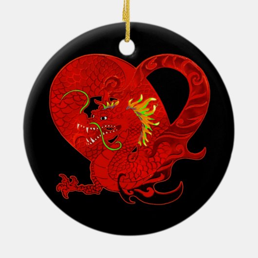 Red Dragon kerstversiering Keramisch Ornament (Achterkant)