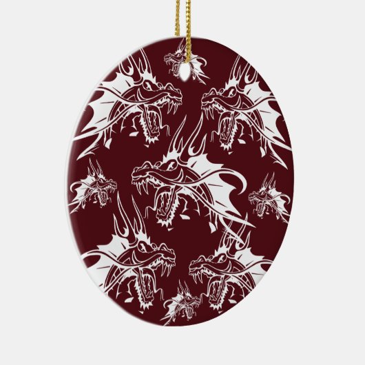 Red Dragon Mythical Creature Cool Fantasy Design Keramisch Ornament (Rechts)