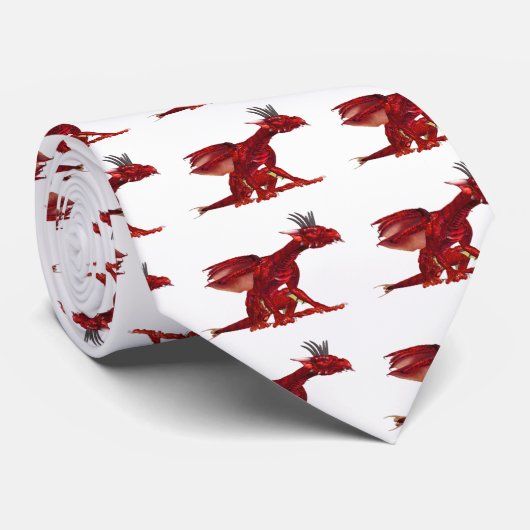 Red Dragon Necktie Stropdas (Opgerold)