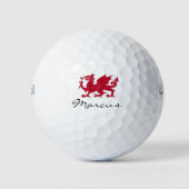 Red Dragon of Wales, Welsh flag, Monogrammed Golfballen (Voorkant)