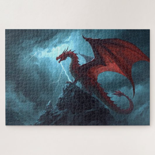 Red Dragon On Cliff Jigsaw Puzzle Legpuzzel (Horizontaal)
