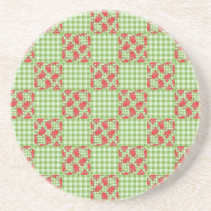 Red Dragon Onderzetter: land-stijl faux-patchwork Zandsteen Onderzetter