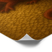 Red Dragon op Gold Board Poster (Hoek)