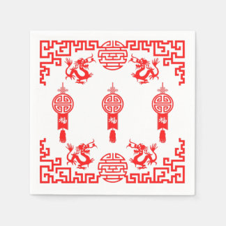 Red Dragon Oriental Cocktail Napkins Servet