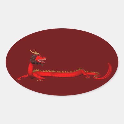 Red Dragon Ovale Sticker (Voorkant)