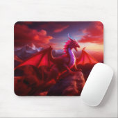 Red Dragon Perches op Craggy Mountain Peak Muismat (Met muis)