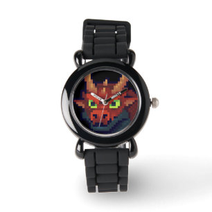 Red Dragon, Pixel Art.  Horloge