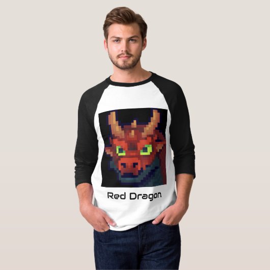 Red Dragon Pixel Art T Shirt (Voorkant volledig)