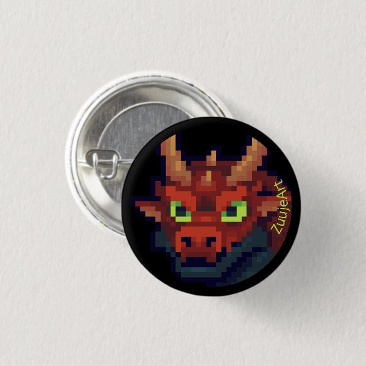 Red Dragon. Pixelart pixel art Ronde Button 3,2 Cm (Voorkant /achterkant)