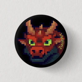 Red Dragon. Pixelart pixel art Ronde Button 3,2 Cm