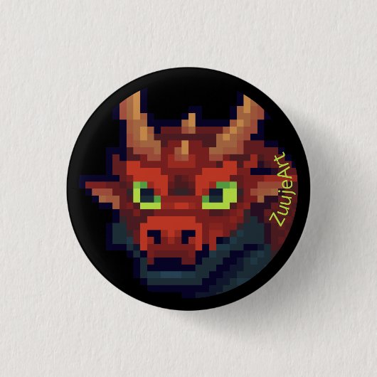 Red Dragon. Pixelart pixel art Ronde Button 3,2 Cm (Voorkant)