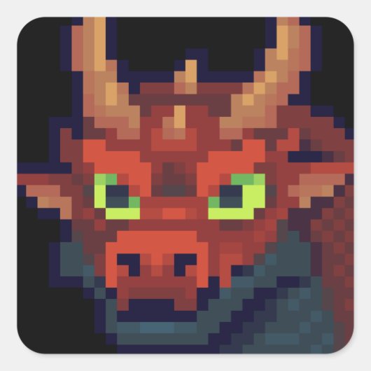 Red dragon pixelart, Pixel Art  Vierkante Sticker (Voorkant)