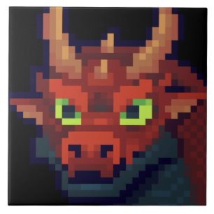 Red Dragon pixelart Tegeltje