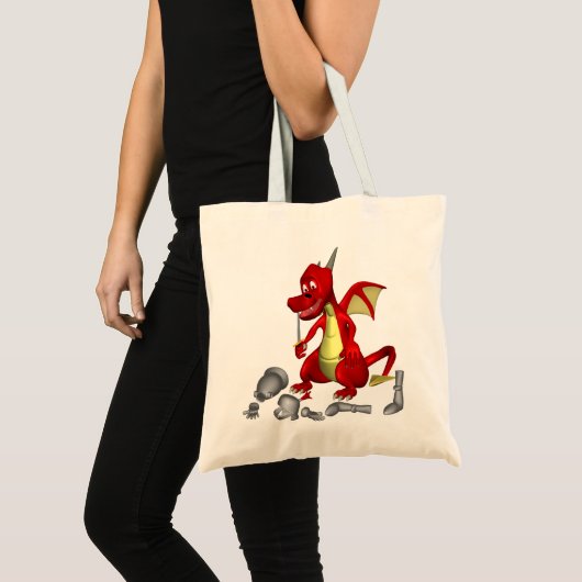 Red Dragon plukken ridder uit tanden Tote Bag (Voorkant (product))