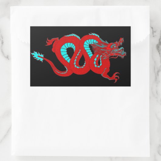 Red Dragon Rechthoekige Sticker (Tas)