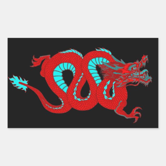 Red Dragon Rechthoekige Sticker (Voorkant)