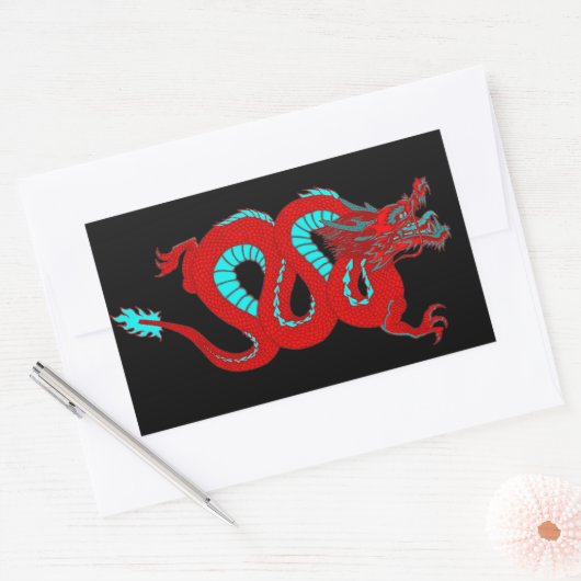 Red Dragon Rechthoekige Sticker (Envelop)