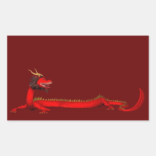 Red Dragon Rechthoekige Sticker (Voorkant)