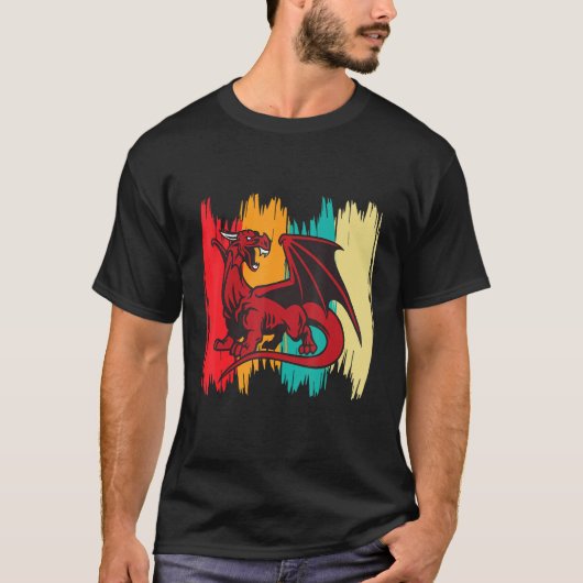 Red Dragon Retro Mythology Middle Ages Knachten T-shirt (Voorkant)
