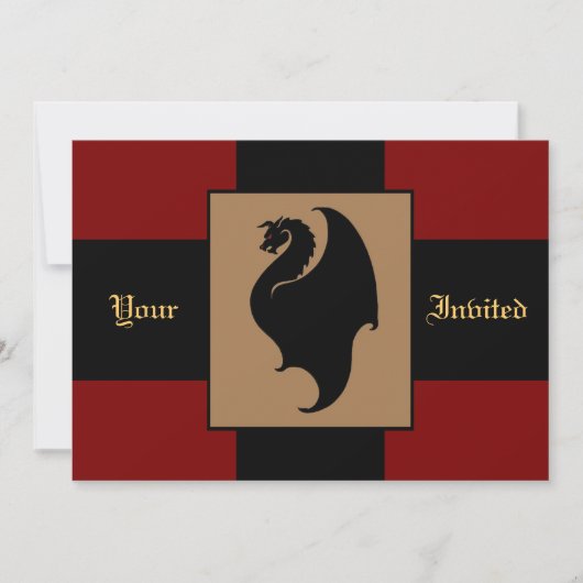 Red Dragon Rider Birthday Party Invitation Kaart (Voorkant)