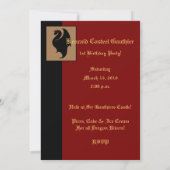 Red Dragon Rider Birthday Party Invitation Kaart (Achterkant)
