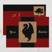 Red Dragon Rider Birthday Party Invitation Kaart (Voorkant / Achterkant)