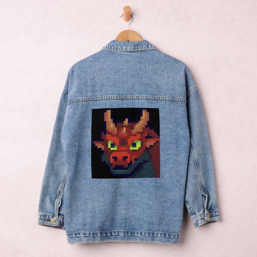 Red Dragon, rode draak, pixelart Denim Jacket (Hangar)
