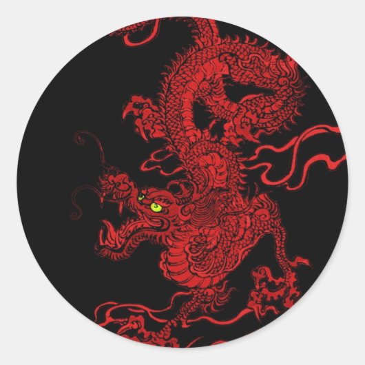 Red Dragon Ronde Sticker (Voorkant)