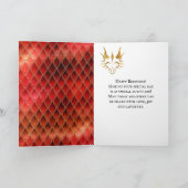 Red Dragon Scales Faux Glitter Happy Birthday Kaart (Binnen)