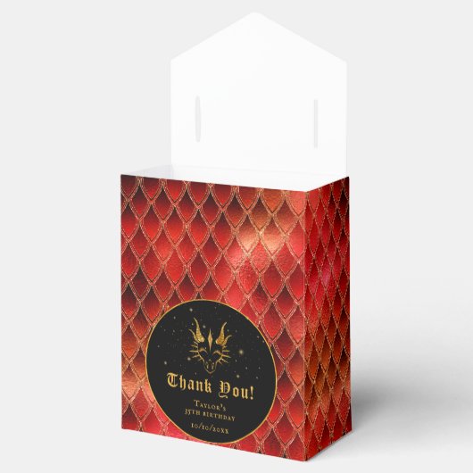 Red Dragon Scales Gouden Verjaardag Dank u Bedankdoosjes (Geopend)