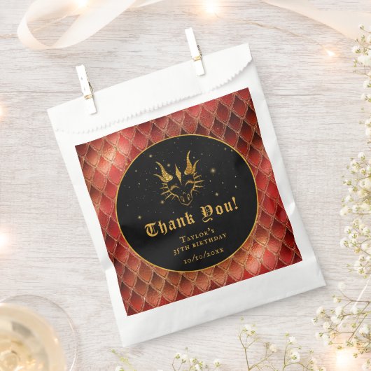 Red Dragon Scales Gouden Verjaardag Dank u Bedankzakje (Geknipt)