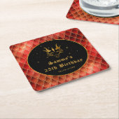 Red Dragon Schalen Gouden Faux Glitter Verjaardag Kartonnen Onderzetters (Schuin)